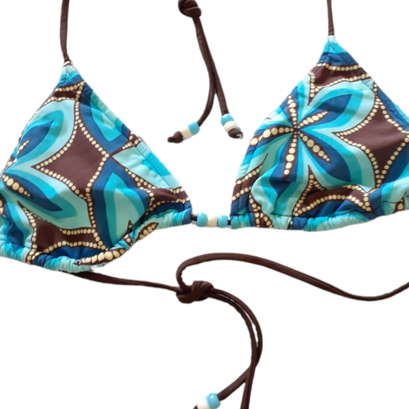 Venus bikini, top is size C, bottoms are Sml. Beautiful brwn. w/ 3shades of turq - Picture 2 of 4
